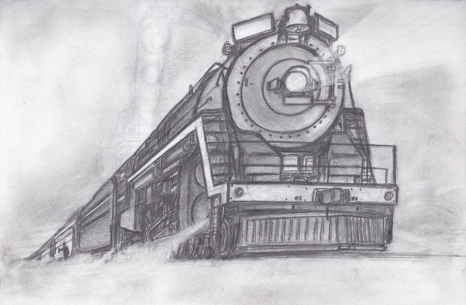 Dampflokomotive im Schnee